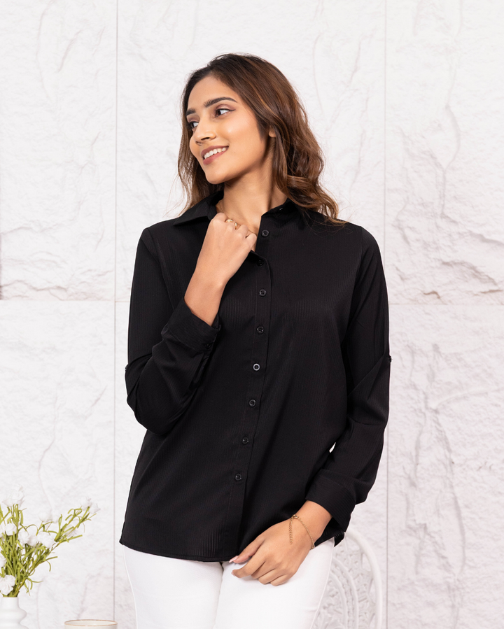 LISA LONG SLEEVE BLACK BLOUSE