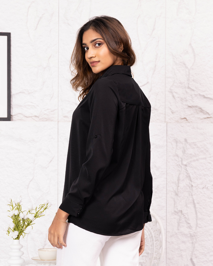 LISA LONG SLEEVE BLACK BLOUSE