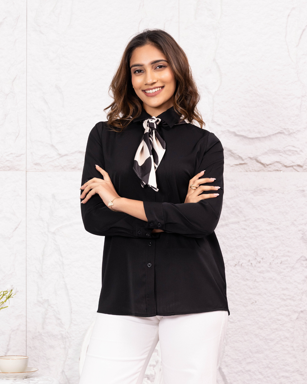 LISA LONG SLEEVE BLACK BLOUSE