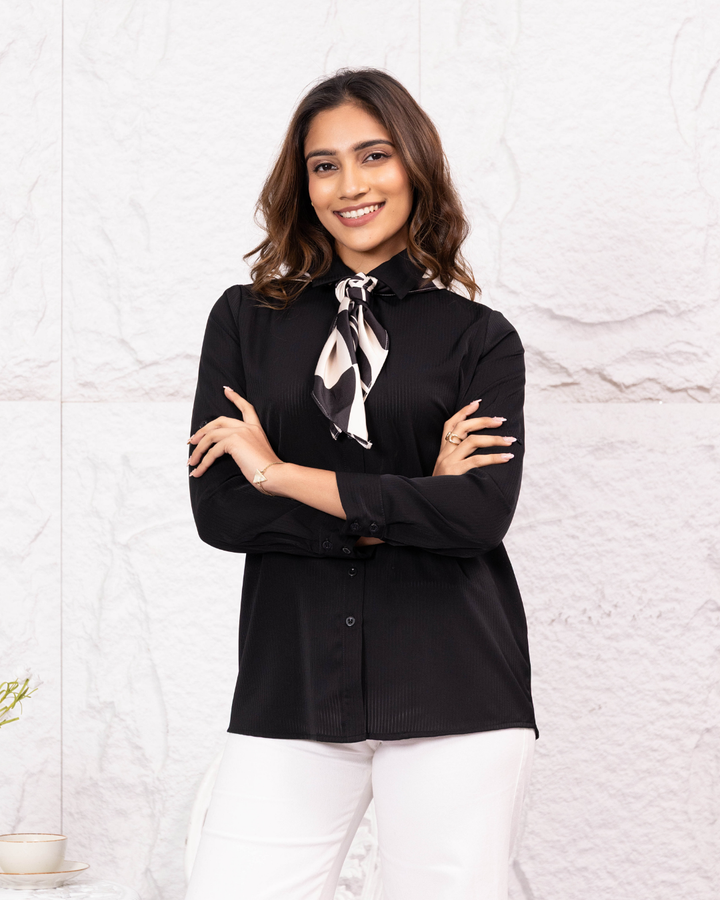 LISA LONG SLEEVE BLACK BLOUSE