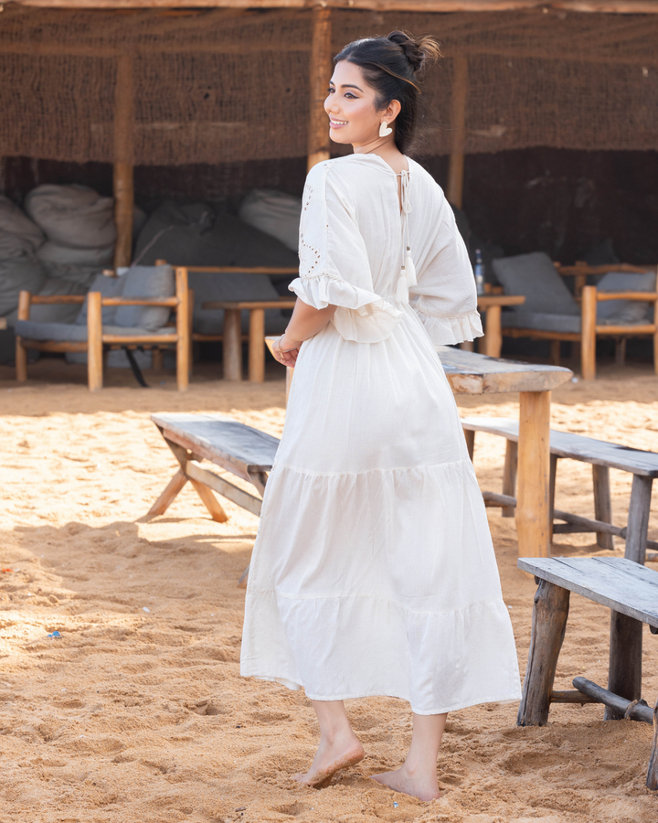 MIONA CUTLON OFF WHITE MAXI DRESS