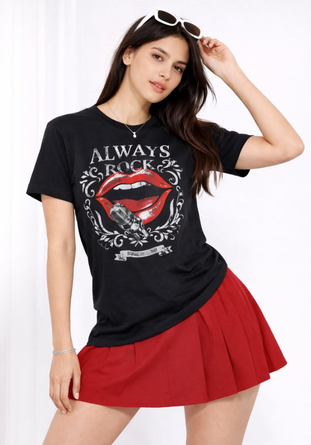 BLACK ALWAYS ROCK TEE