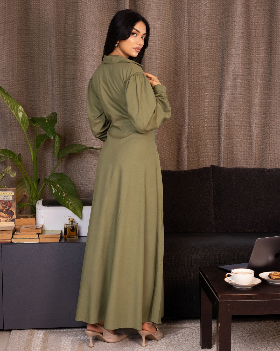 MAZIE FRONT CROSS OVER GREEN DRESS