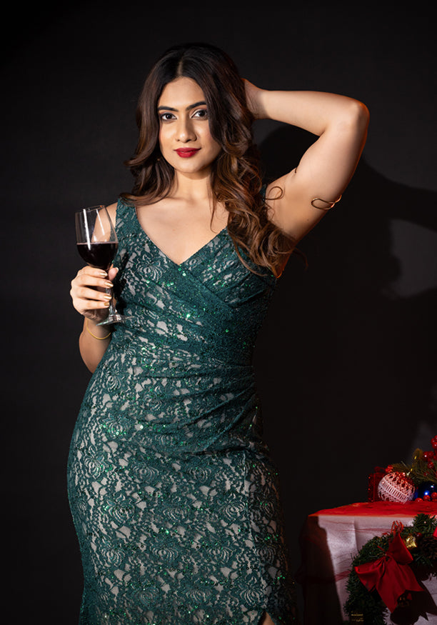 VIVICA SLEEVELESS GREEN MAXI DRESS