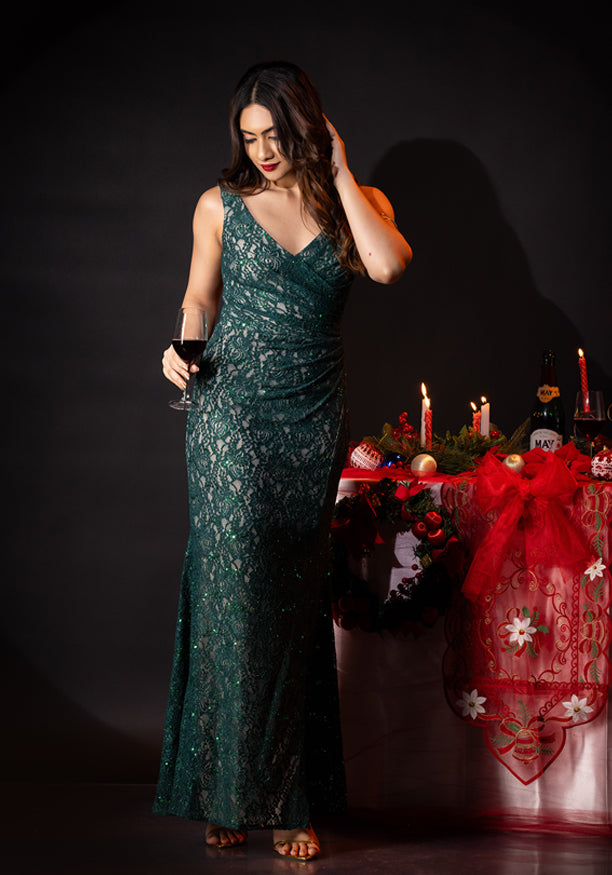 VIVICA SLEEVELESS GREEN MAXI DRESS