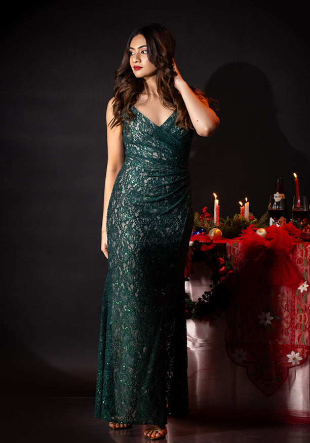 VIVICA SLEEVELESS GREEN MAXI DRESS