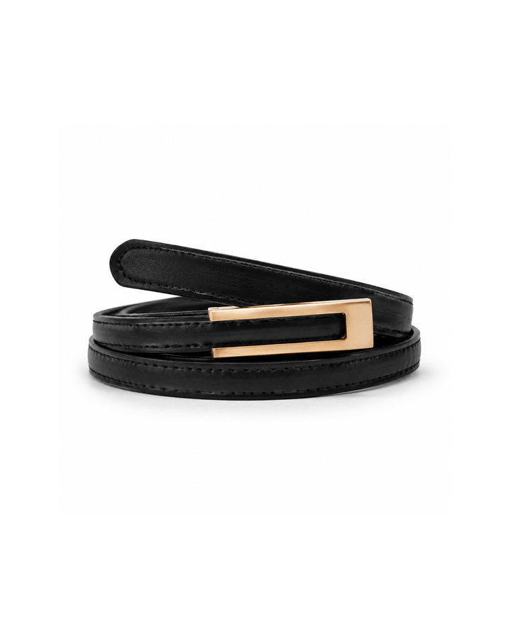 ALLOY BUCKLE LEATHER BLACK BELT