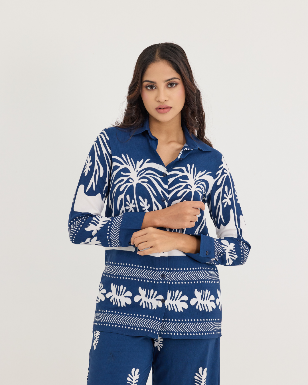 LEONIE PRINTED BLUE BLOUSE
