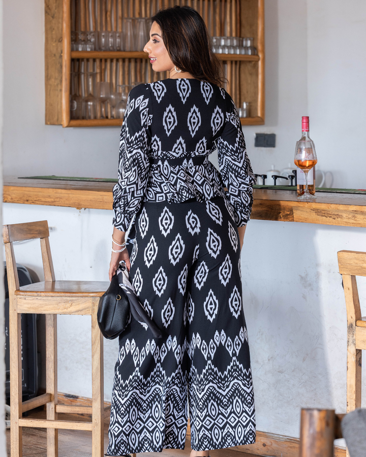 BIANCA PRINTED BLACK PANT
