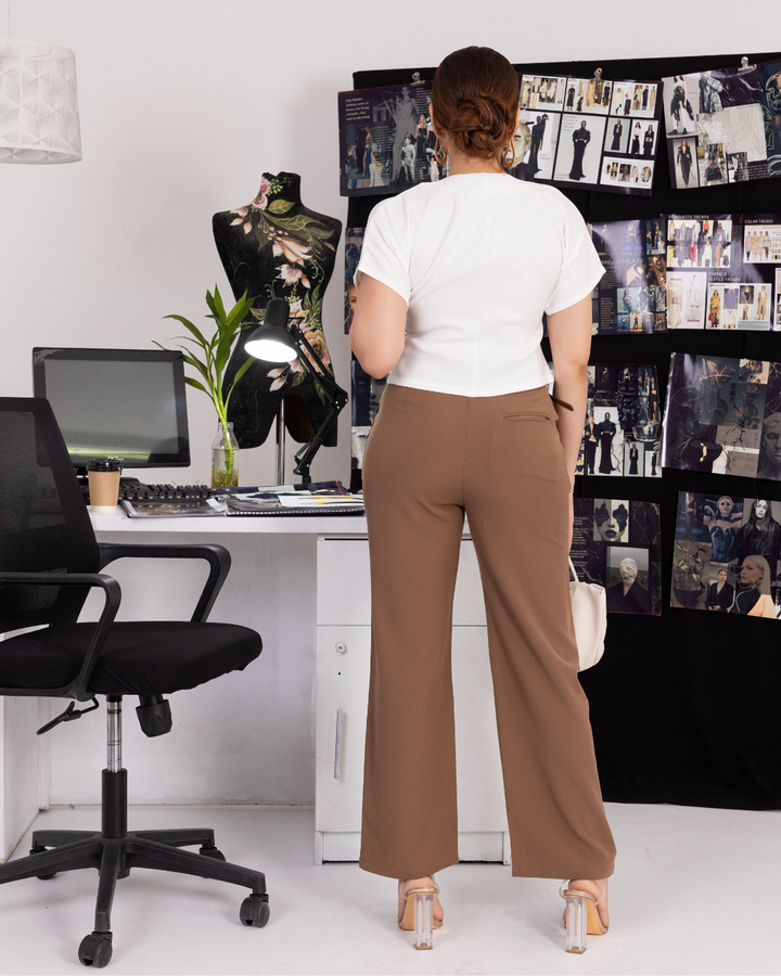 AMIRA HIGHWAIST STRAIGHT LIGHT BROWN PANT