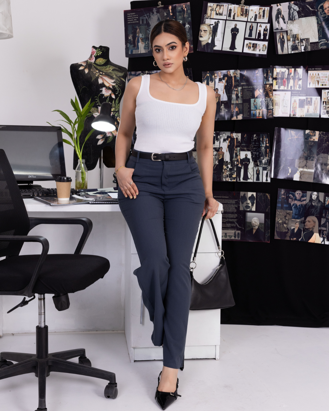AMIRA HIGHWAIST GREY STRAIGHT PANT