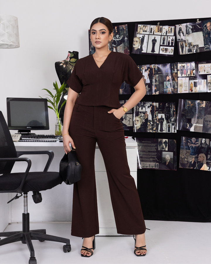 AMIRA HIGHWAIST STRAIGHT DARK BROWN PANT