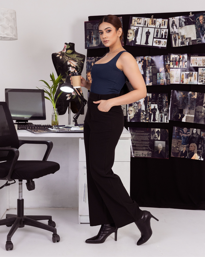 KAYLA NAVY BLUE RIB TOP