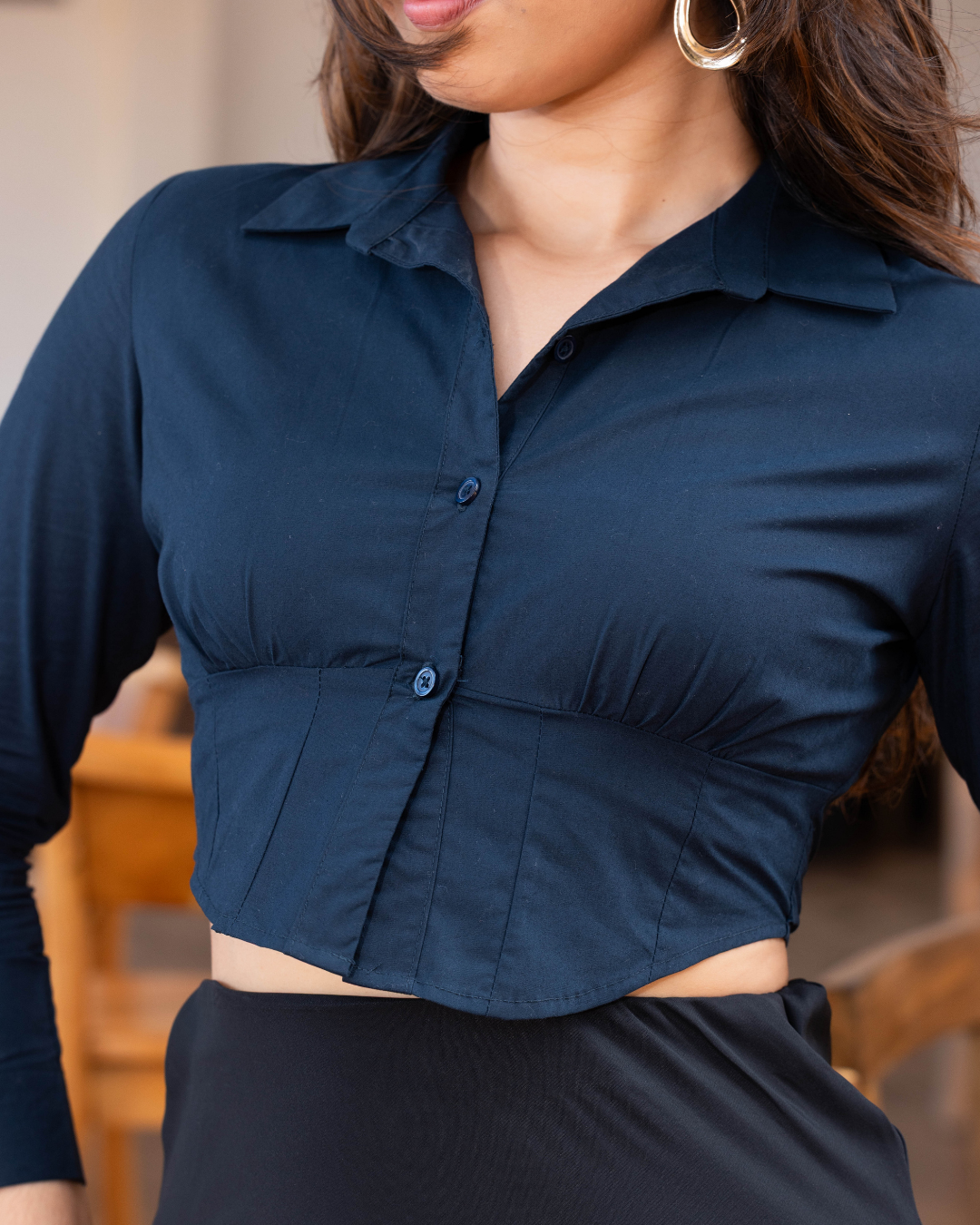 ELNA LONG SLEEVE CROP SHIRT