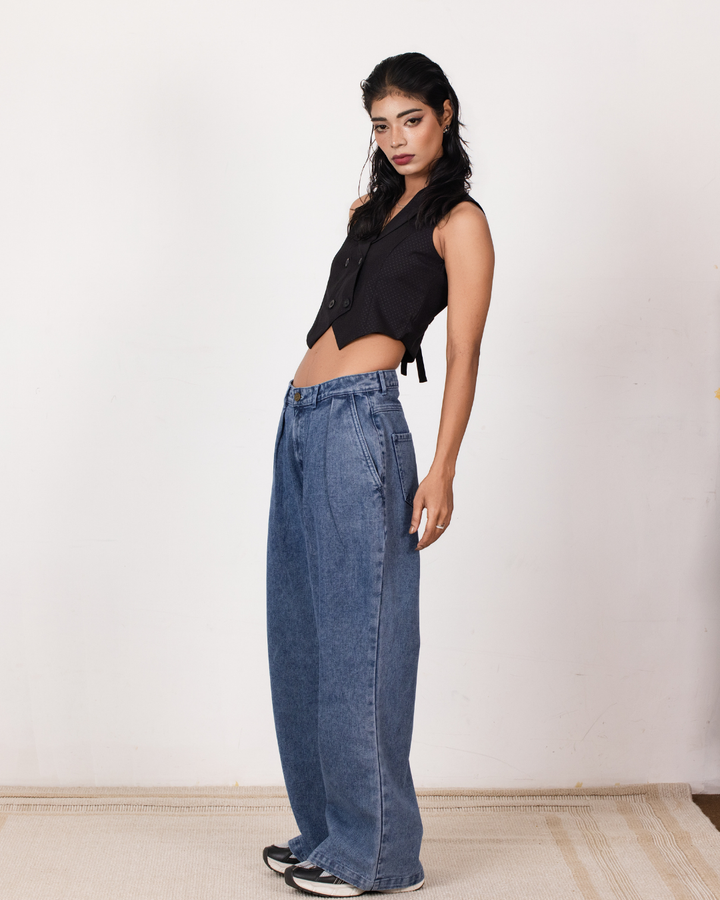 HIGHWAIST NONSTRATC ACID L/BLUE JEANS