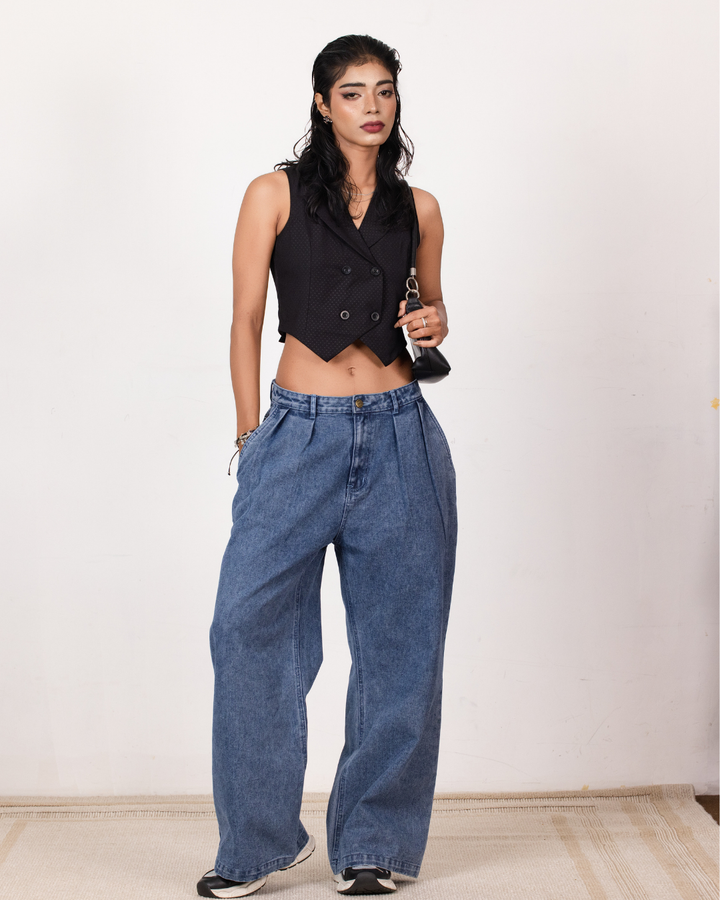 HIGHWAIST NONSTRATC ACID L/BLUE JEANS