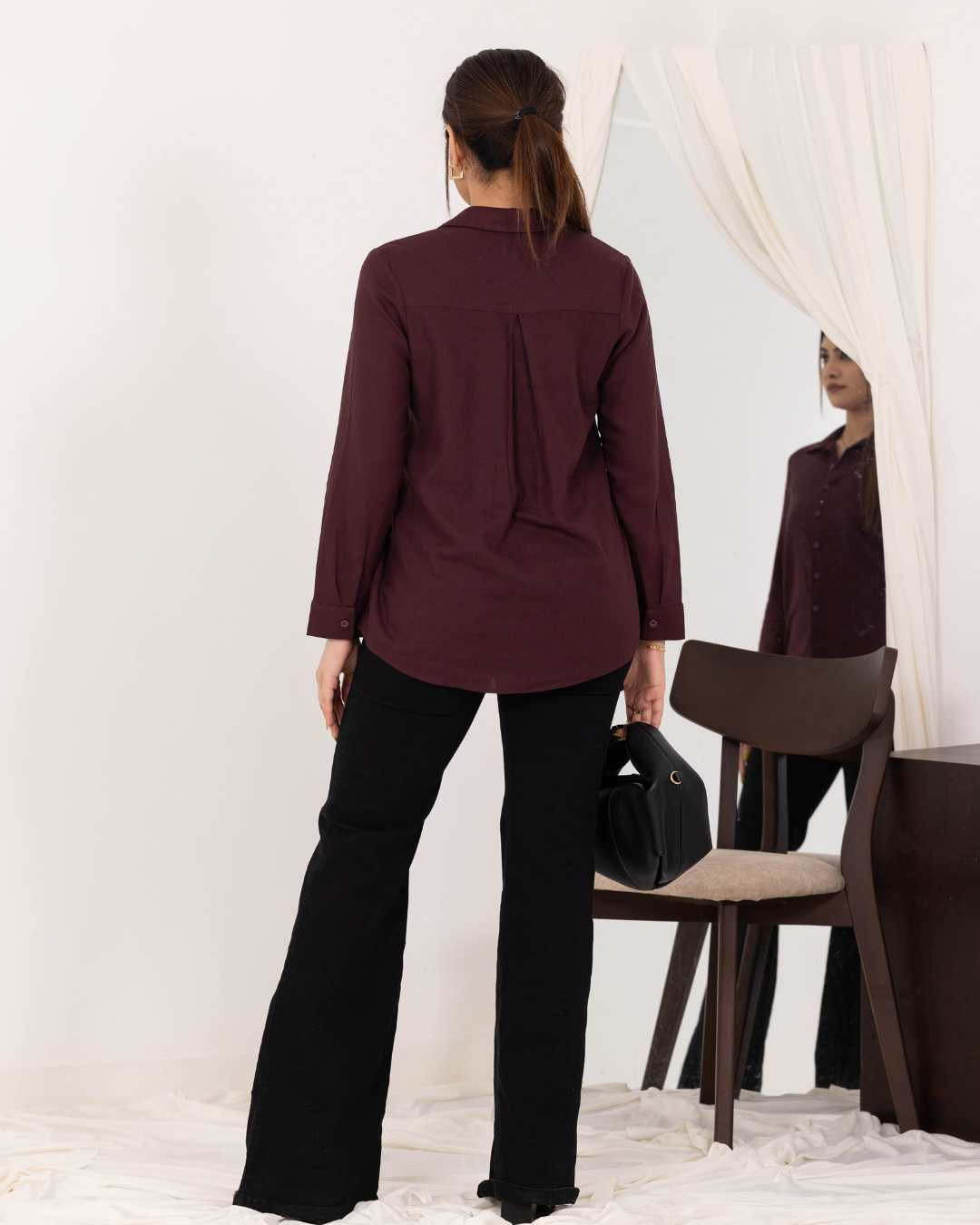 LISA LONG SLEEVE BROWN BLOUSE