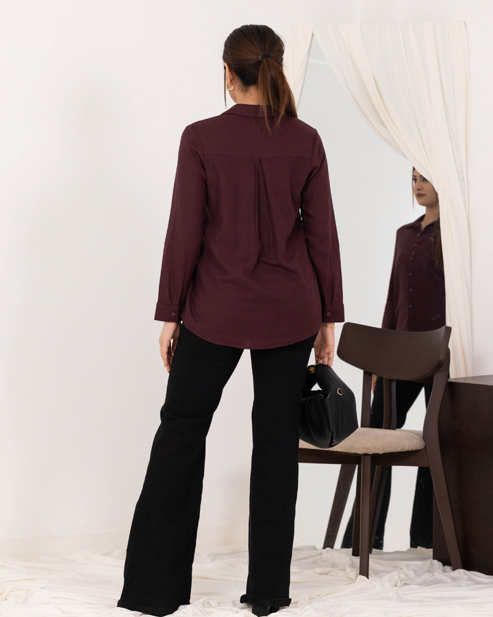 LISA LONG SLEEVE BROWN BLOUSE