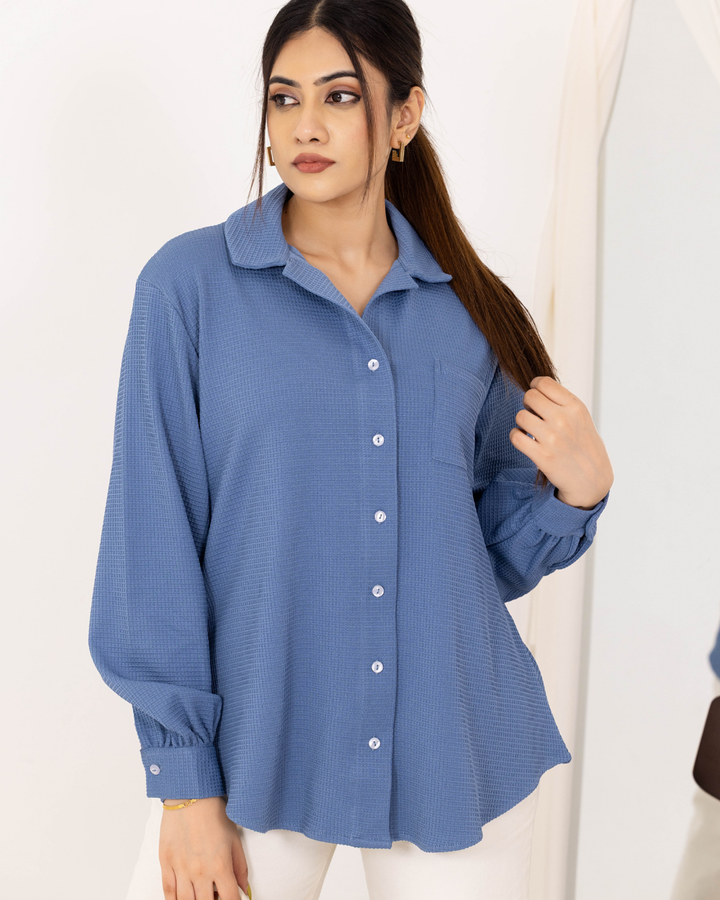 INDIE KNIT SKY BLUE SHIRT