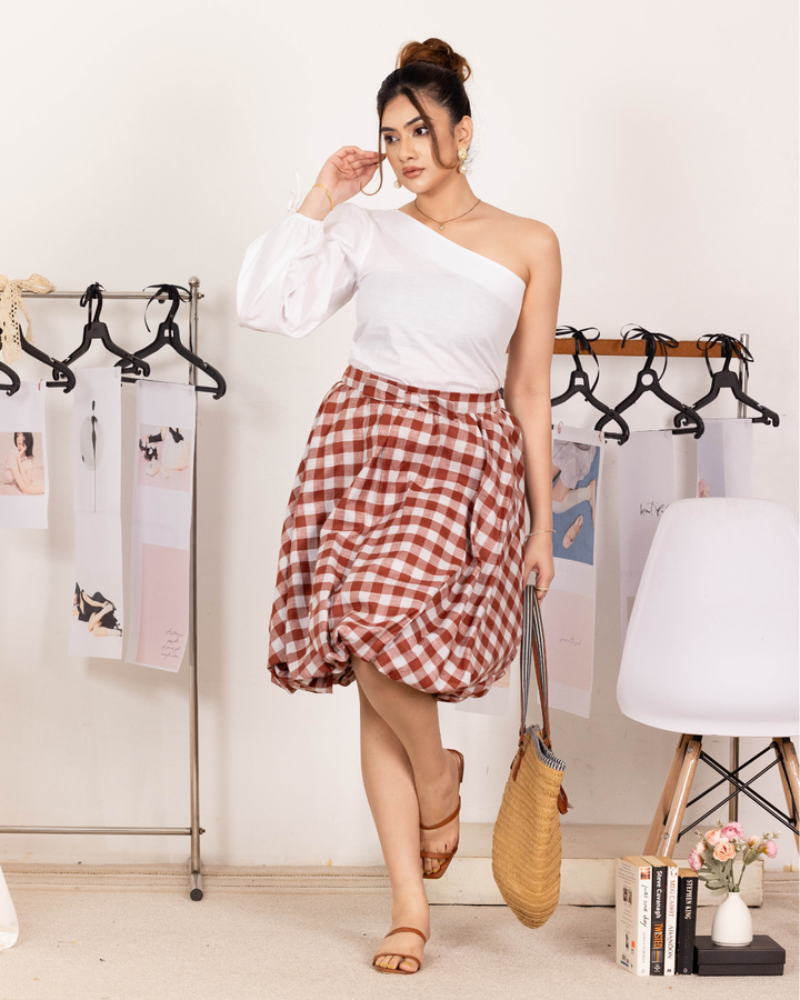YAMIRA BROWN BALLOON SKIRT