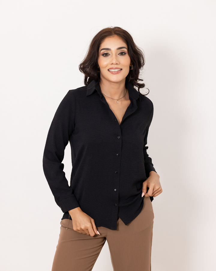 LISA LONG SLEEVE BLACK BLOUSE