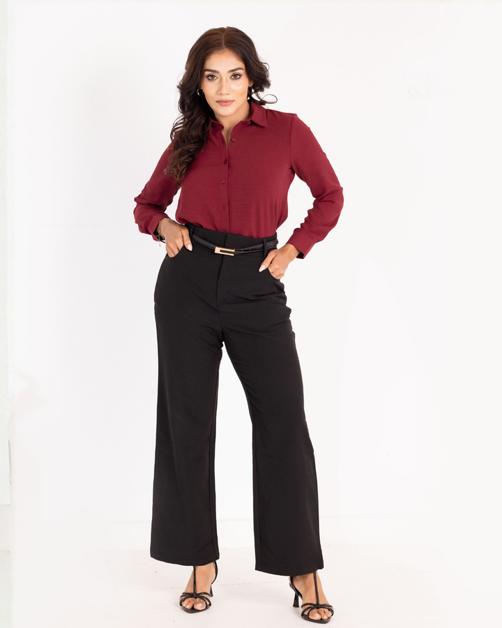 LISA LONG SLEEVE RED BLOUSE