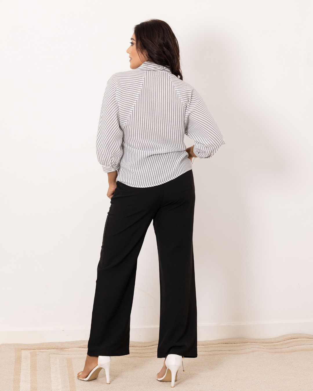 AYLA STRIPE WHITE COLLARED SHIRT