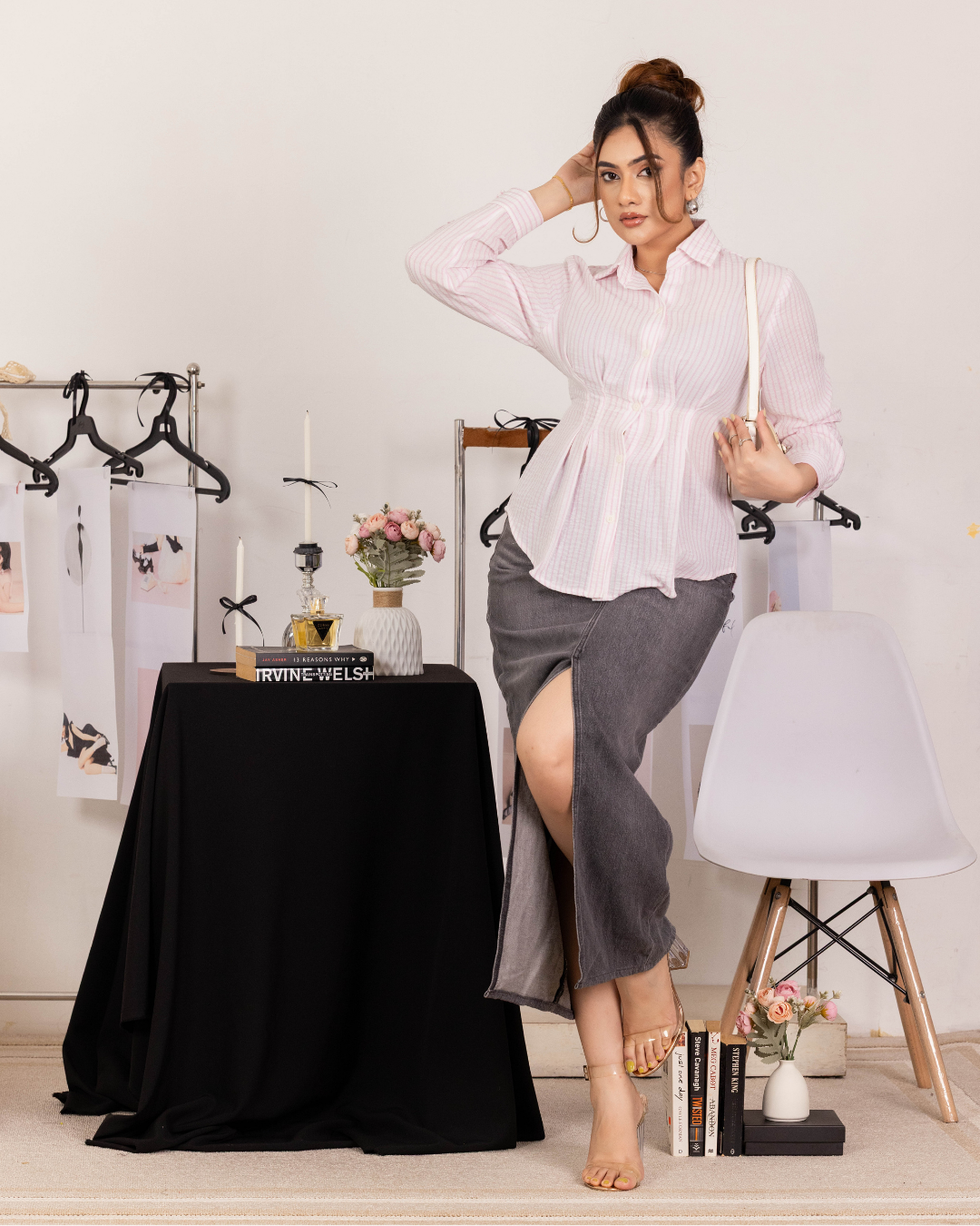 ARLO WAIST PLEATED PINK SHIRT TOP
