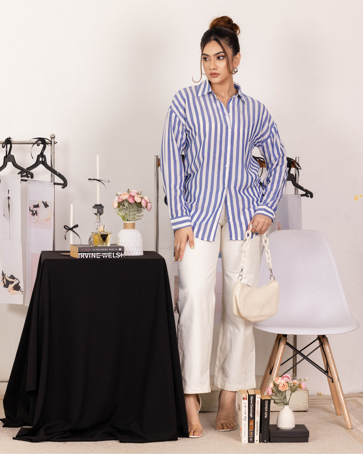 MIYONA BLUE STRIPE TOP