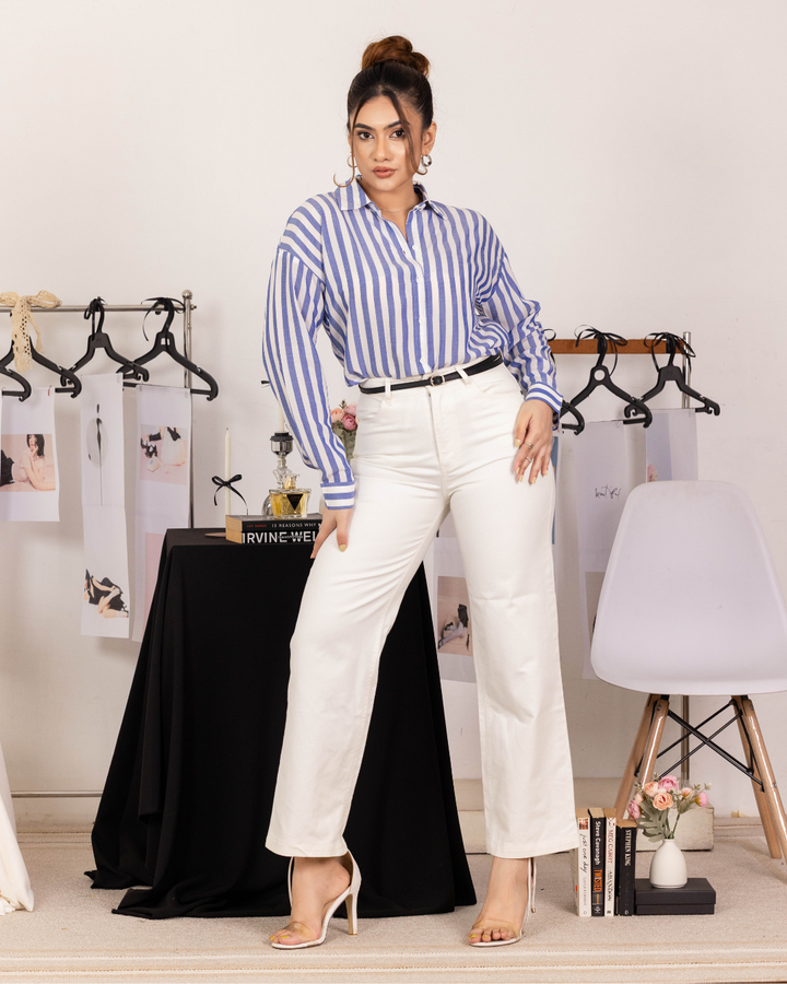 MIYONA BLUE STRIPE TOP