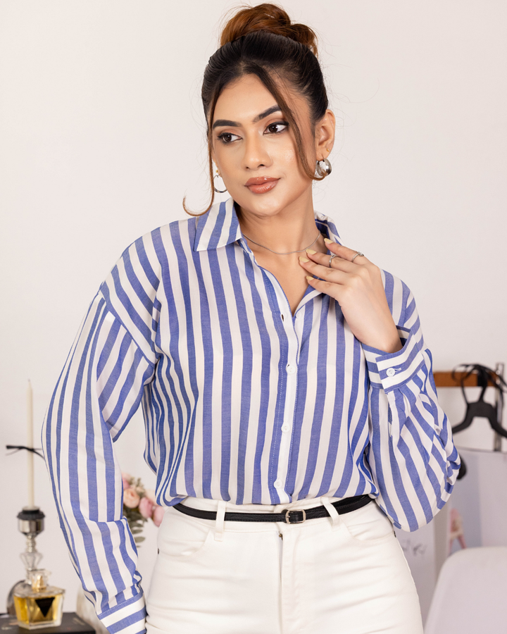 MIYONA BLUE STRIPE TOP