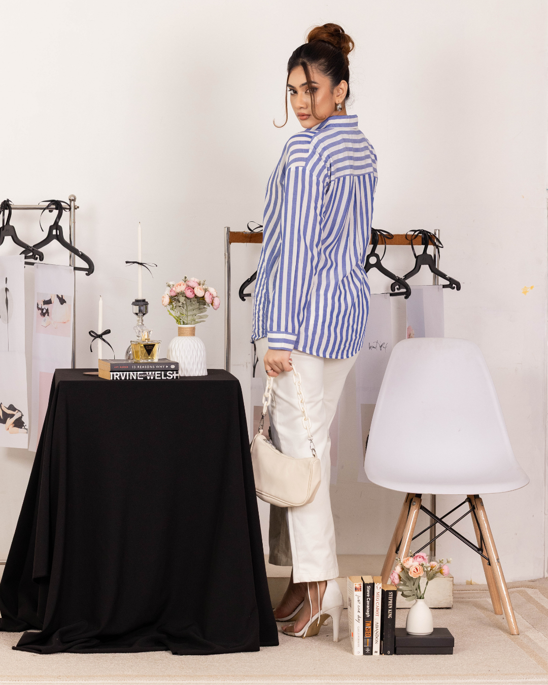 MIYONA BLUE STRIPE TOP