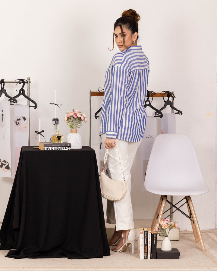 MIYONA BLUE STRIPE TOP