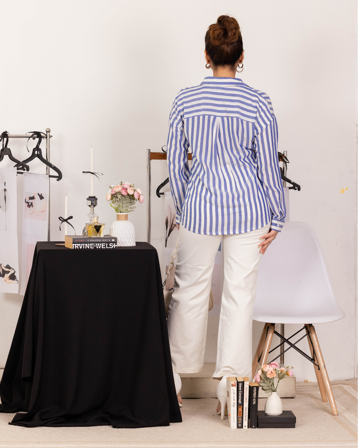 MIYONA BLUE STRIPE TOP