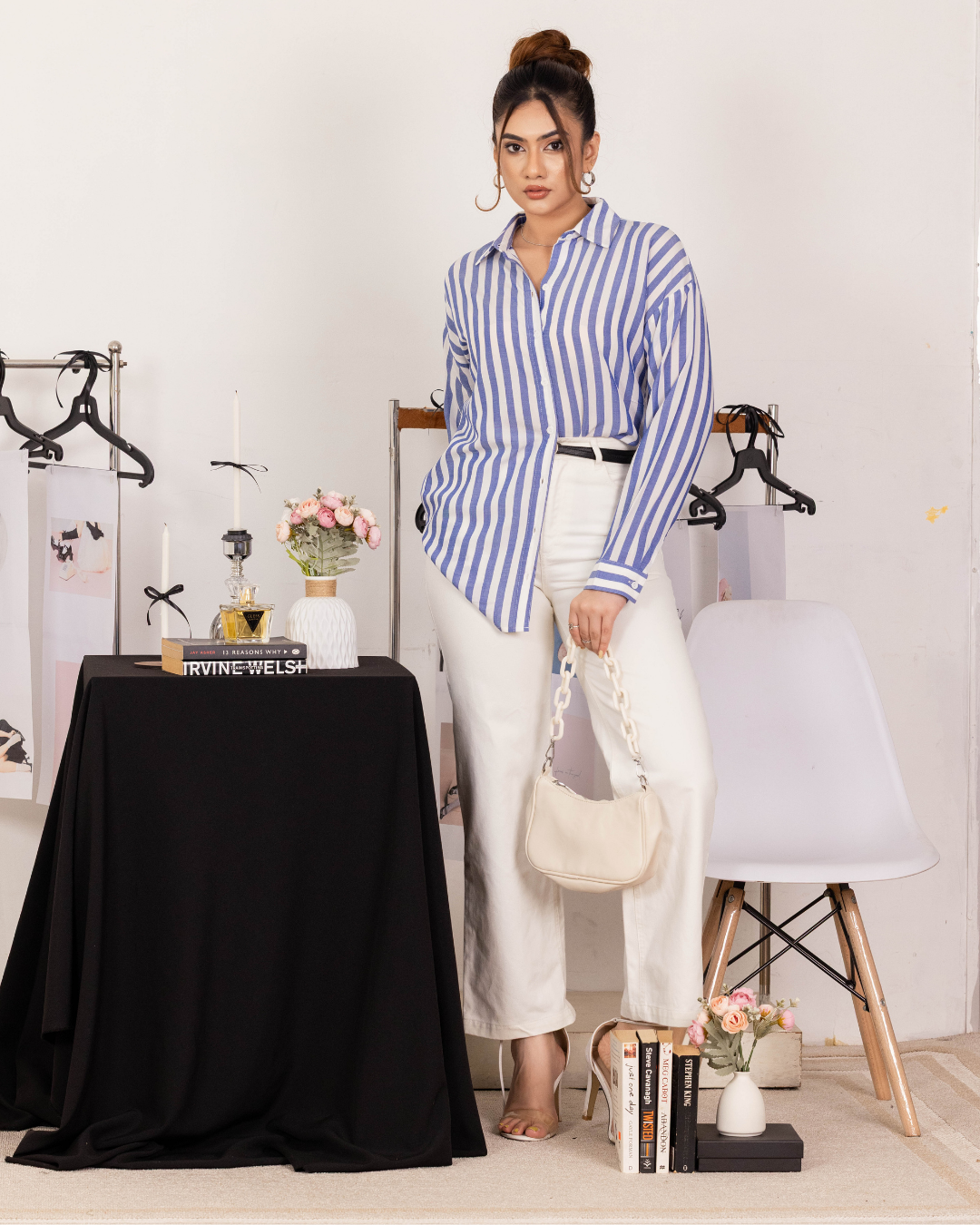 MIYONA BLUE STRIPE TOP