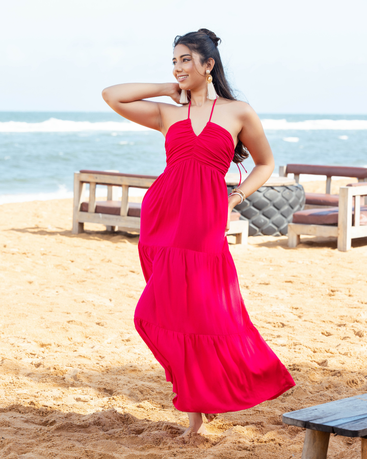 MAVRA HALTER NECK LONG DRESS