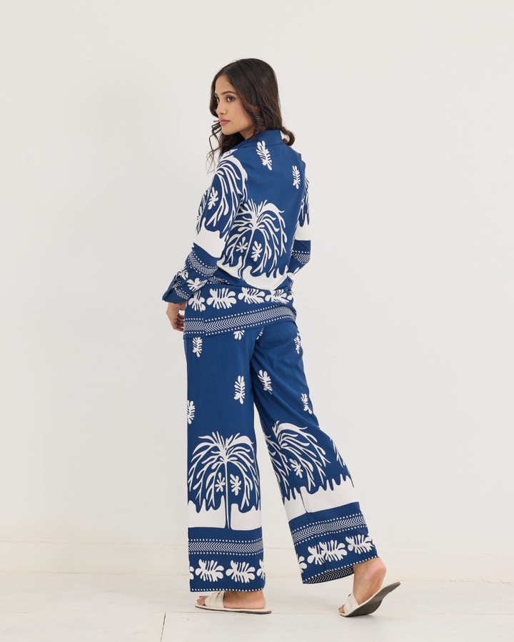 LEONIE PRINTED BLUE BLOUSE