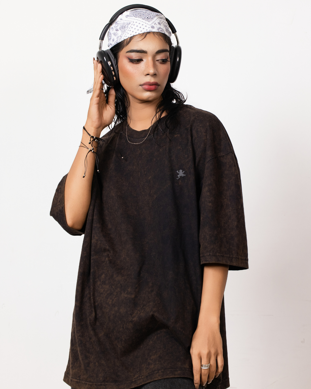 BROWN JADE ACID WASH BAGGY TEE