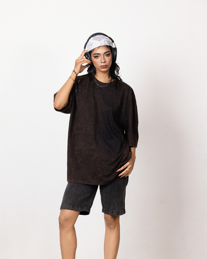 BROWN JADE ACID WASH BAGGY TEE