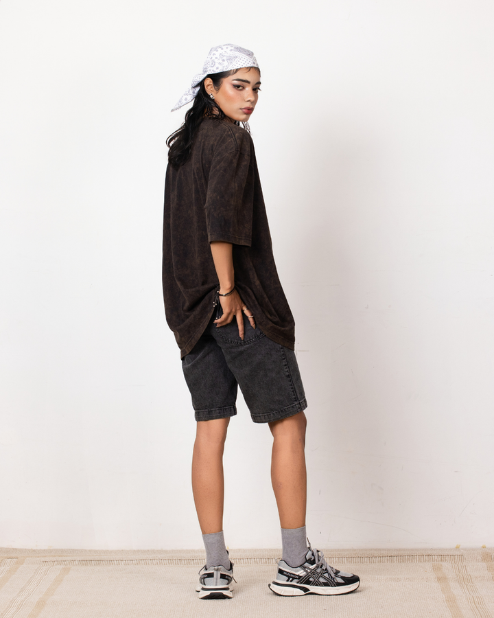 BROWN JADE ACID WASH BAGGY TEE