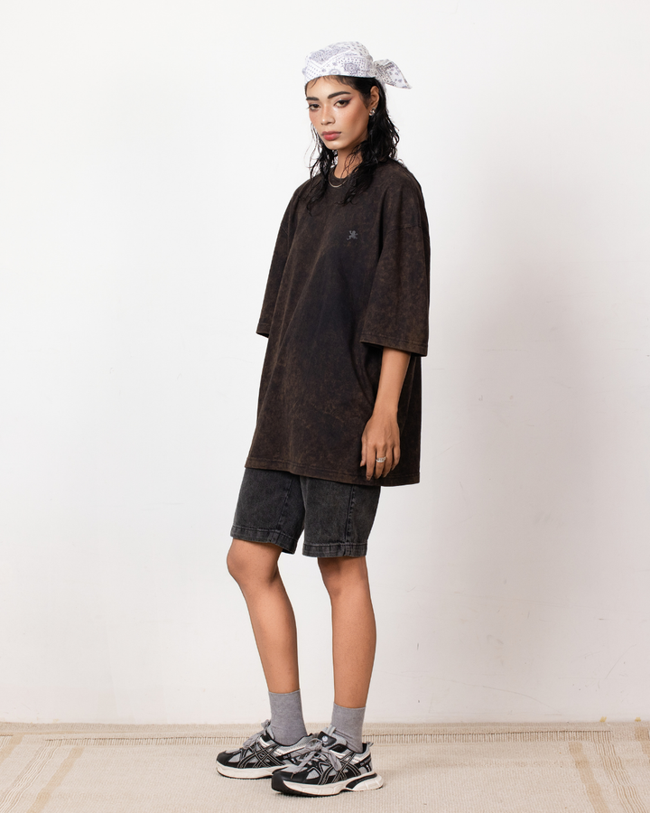 BROWN JADE ACID WASH BAGGY TEE