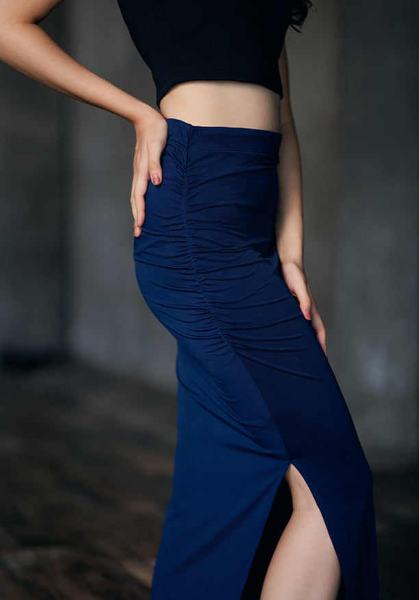 NOVA ROUCHED BLUE SKIRT