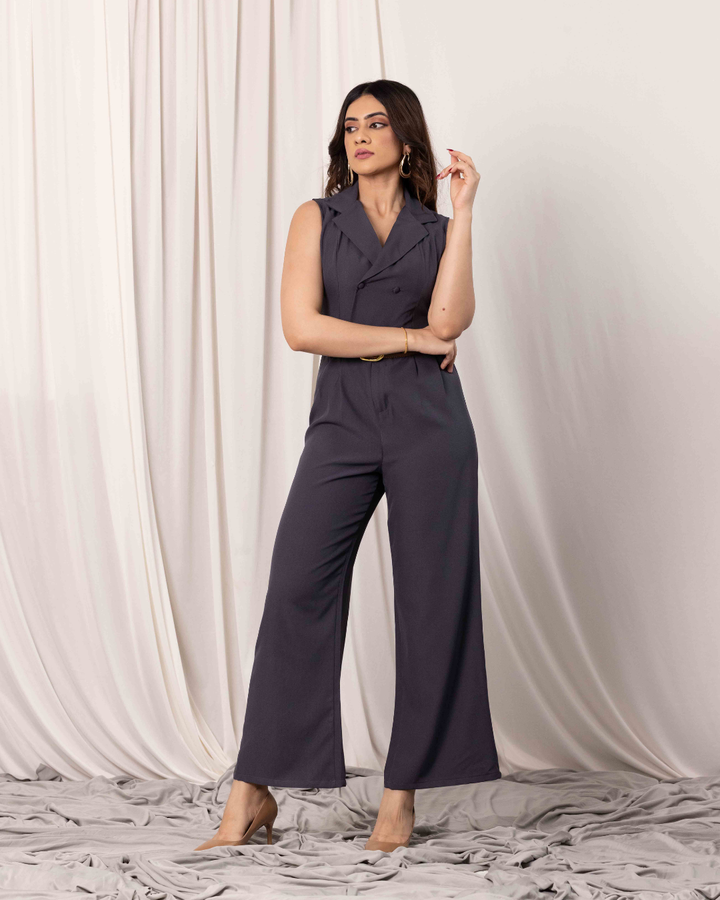 JULIA LAPEL COLLAR ASH JUMPSUIT