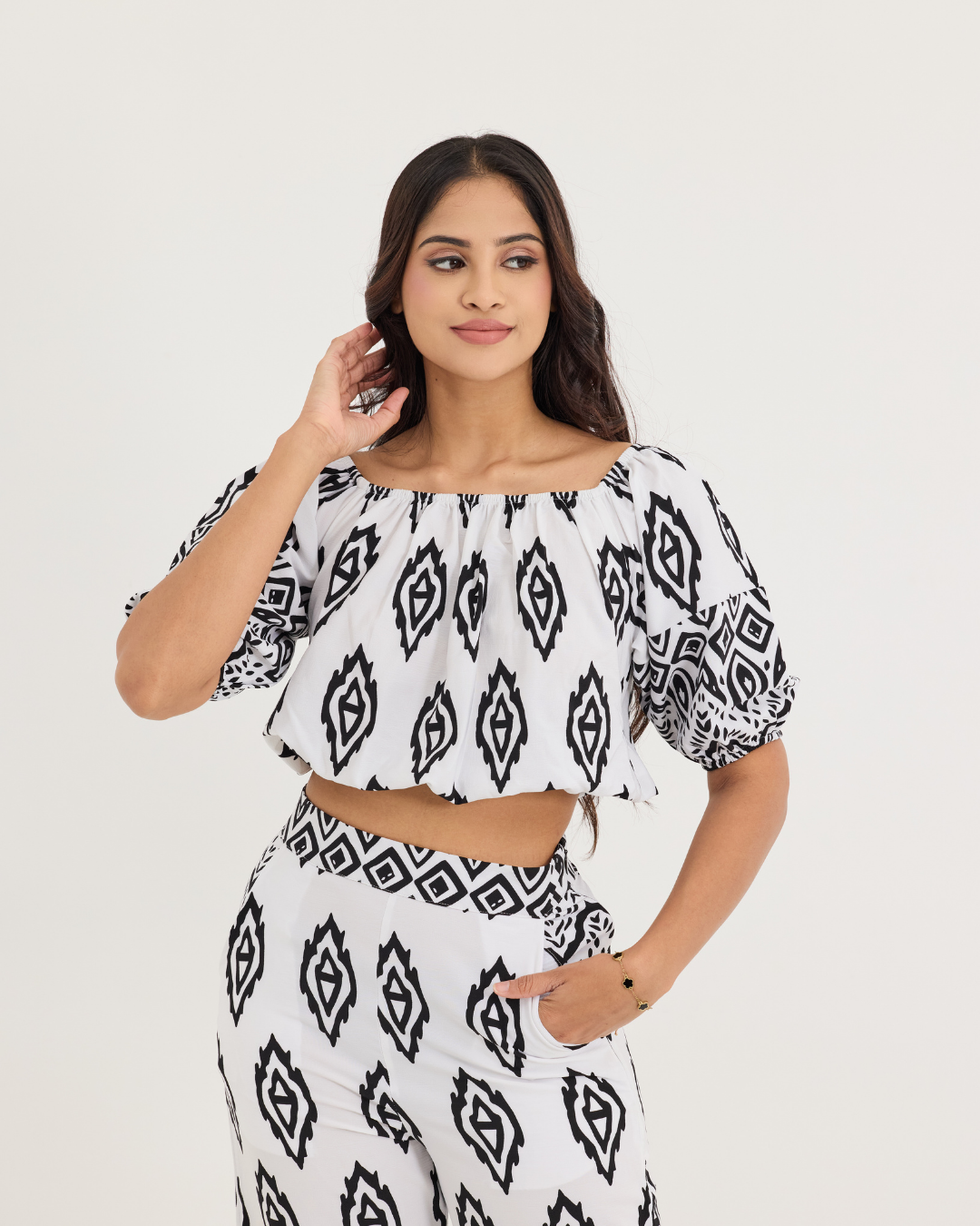 EILEEN OFF SHOULDER PRINTED TOP