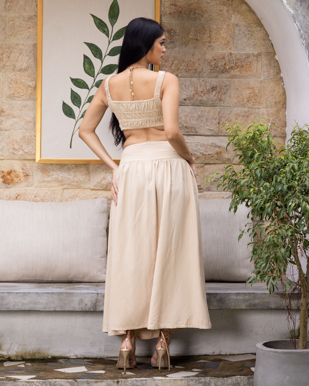 KORA HIGHWAIST DARK BEIGE SKIRT