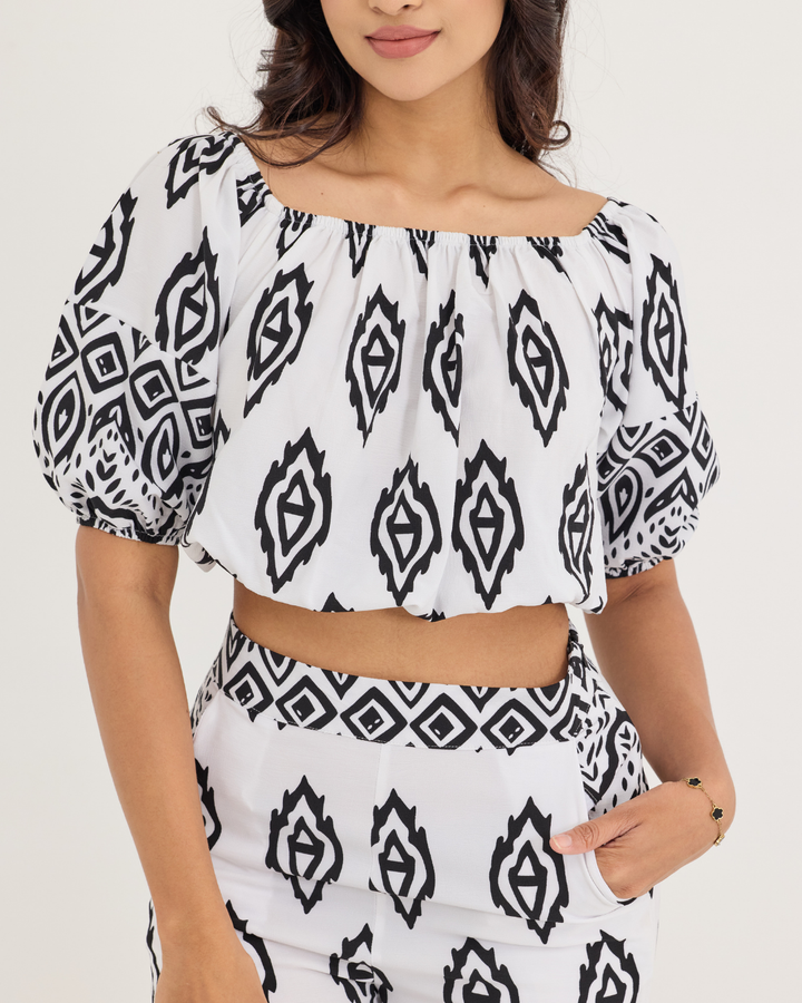 EILEEN OFF SHOULDER PRINTED TOP