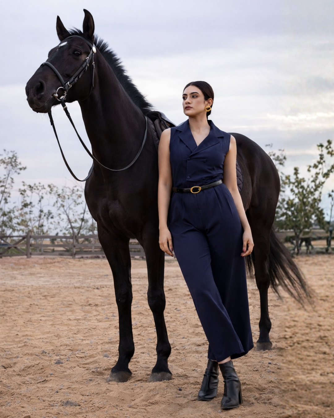 JULIA LAPEL COLLAR NAVY BLUE JUMPSUIT