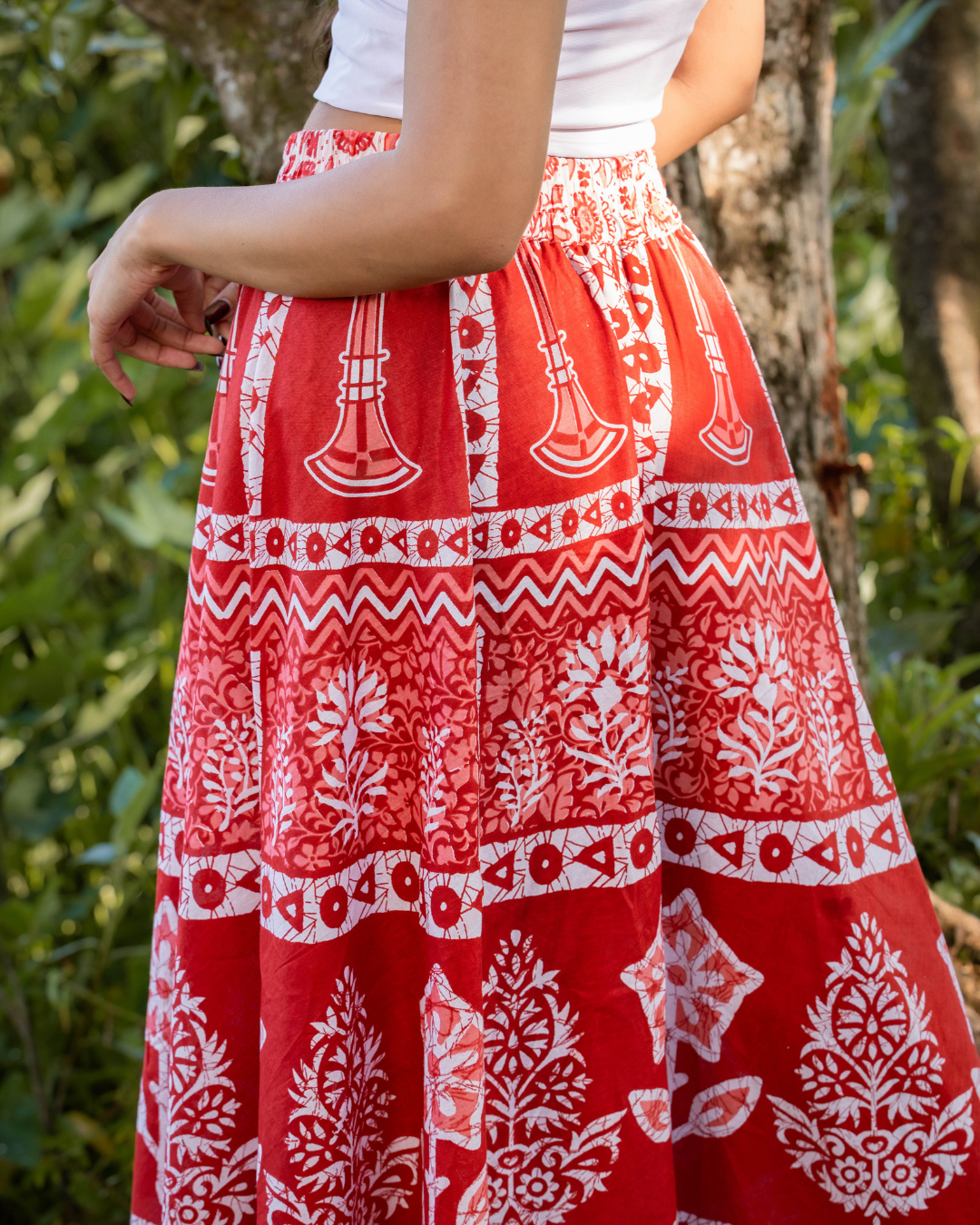 ELIZA PRINTED PLAZO RED PANT