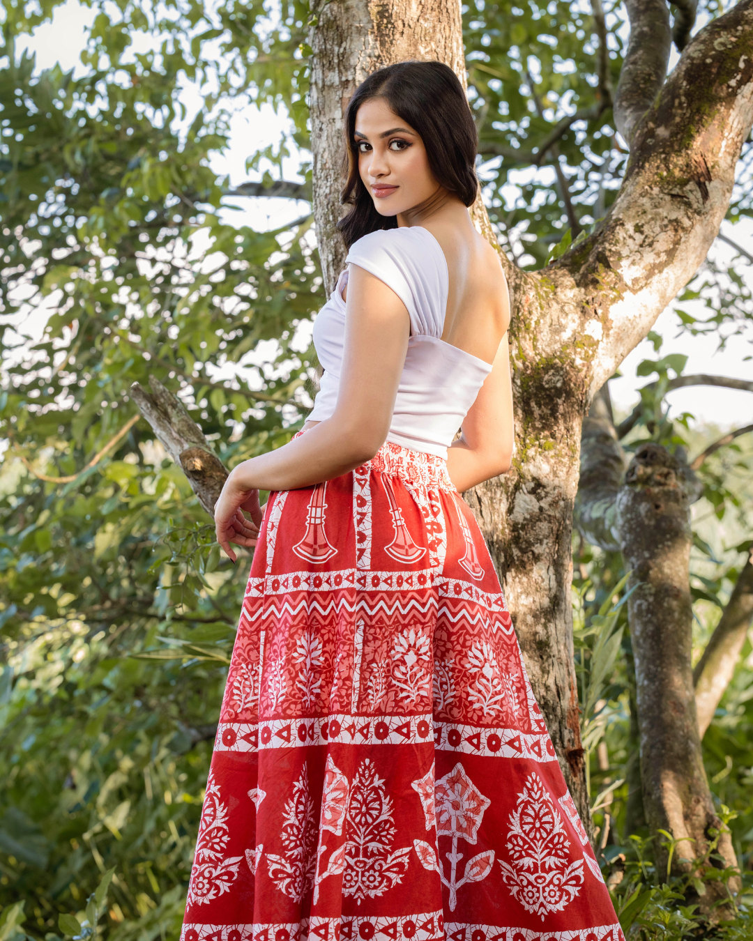 ELIZA PRINTED PLAZO RED PANT