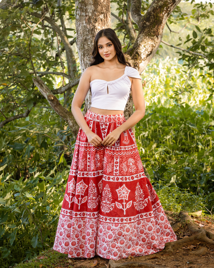 ELIZA PRINTED PLAZO RED PANT